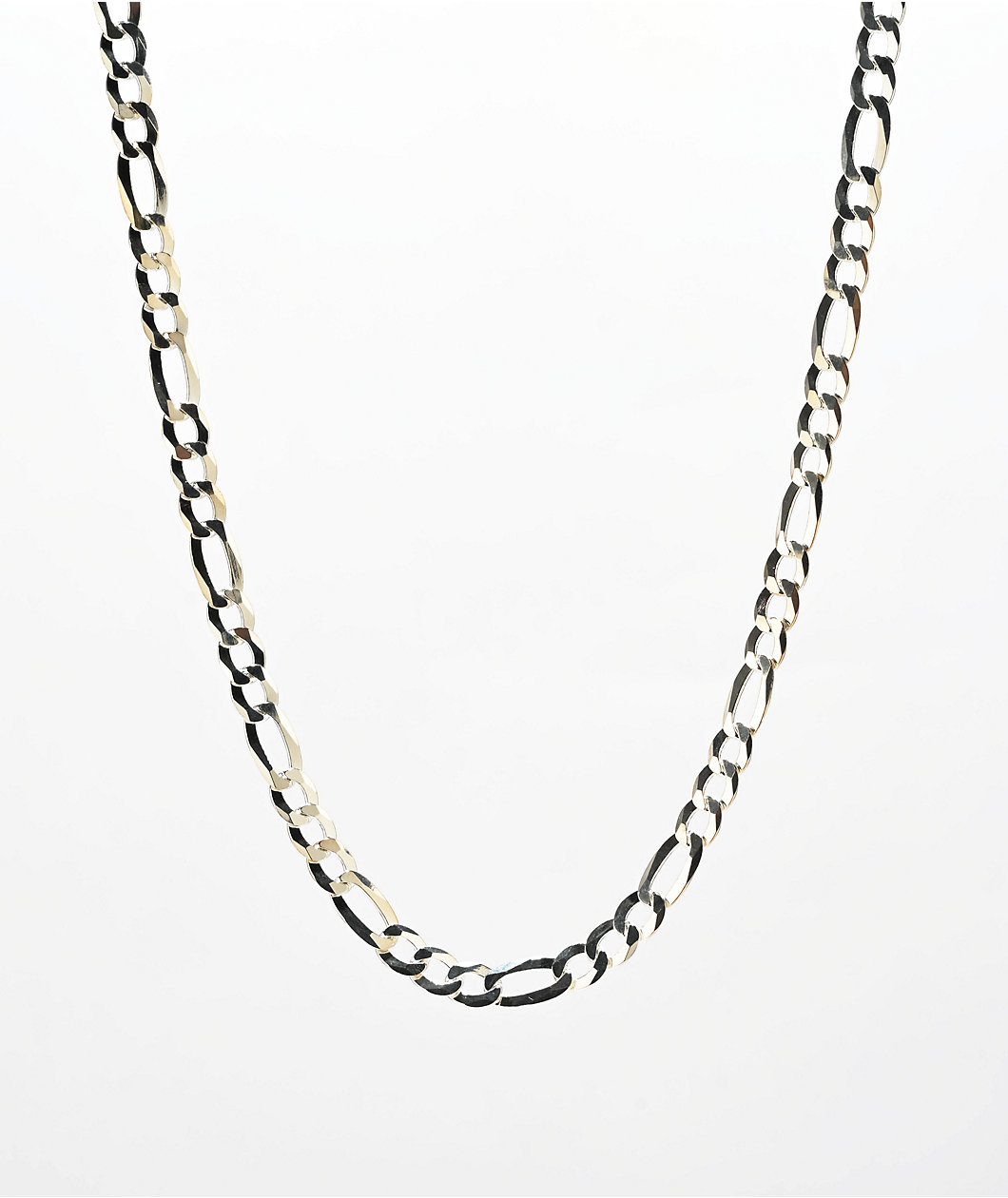 King Ice Italian Sterling Silver 22" Figaro Chain Necklace