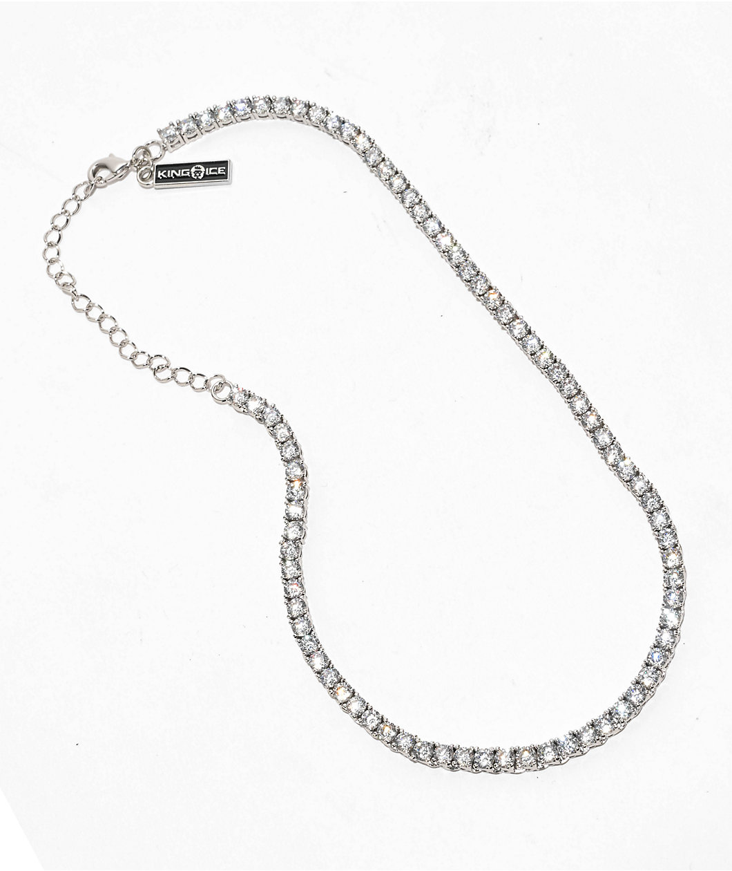 King Ice Tennis Choker 4mm Silver Chain Necklace