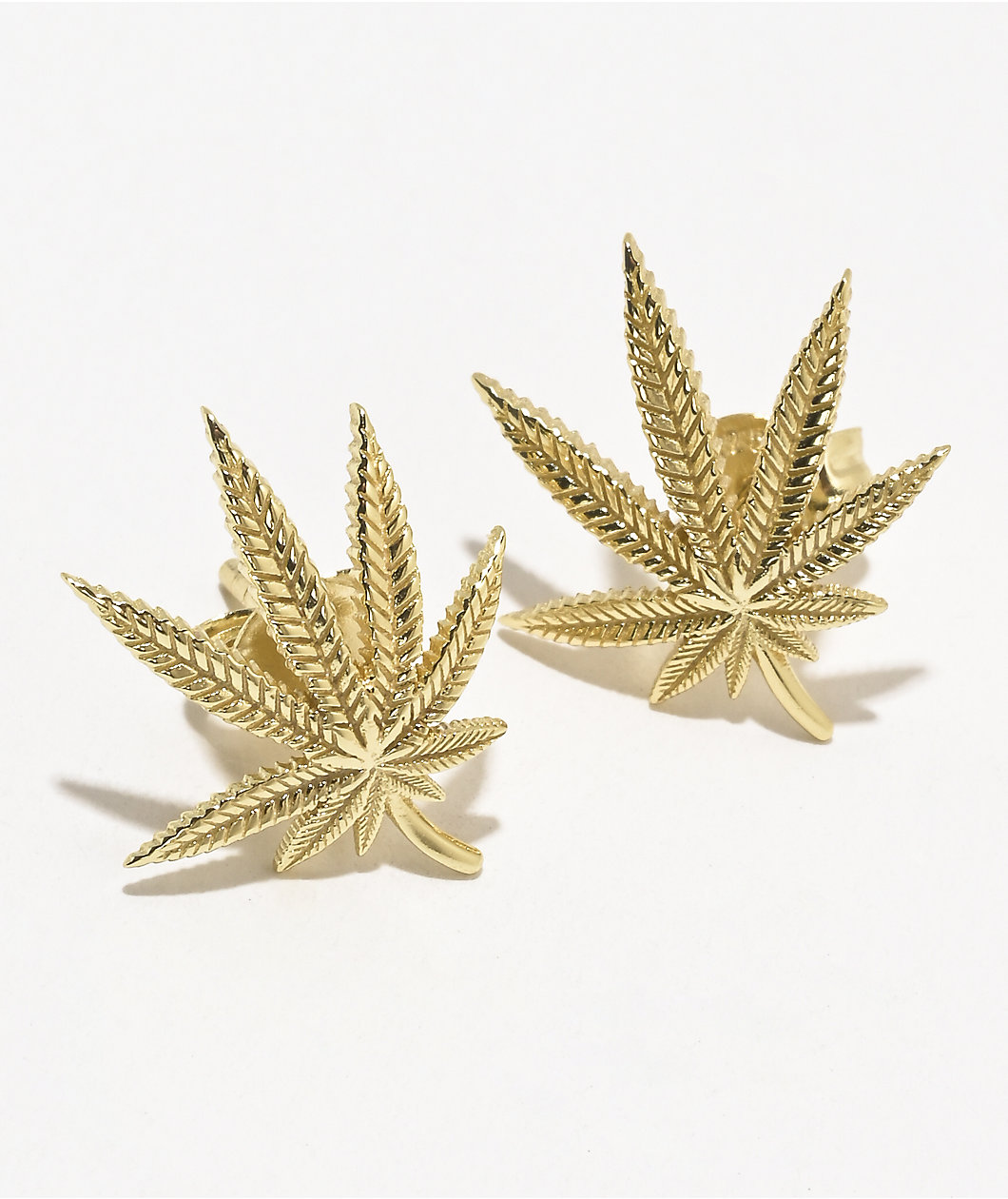 King Ice Weed Leaf Stud Earrings