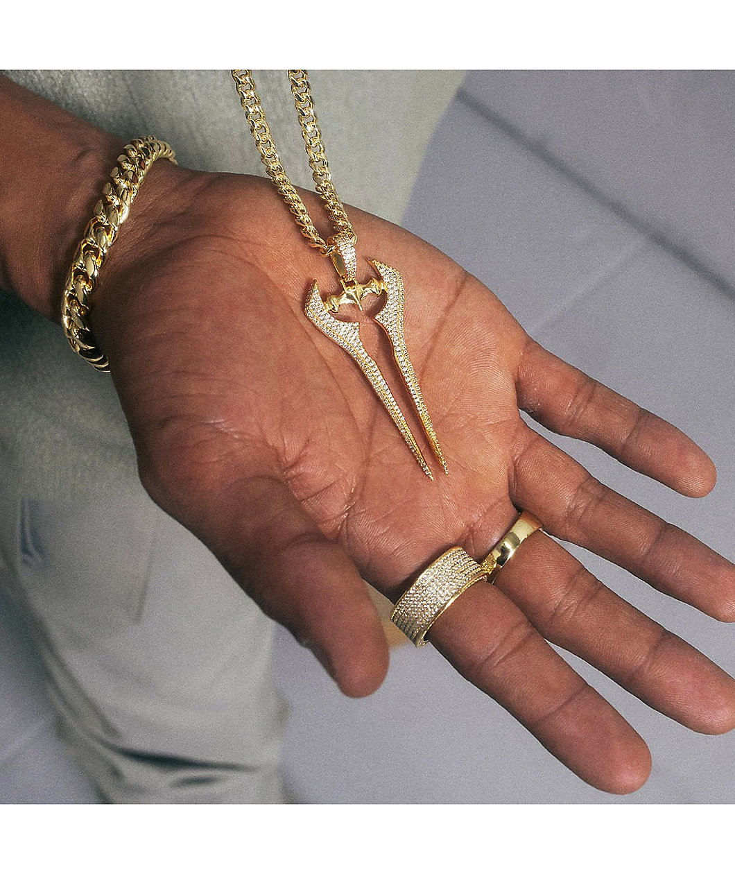 King Ice x Halo Iced Energy Sword 20" Gold Chain Necklace