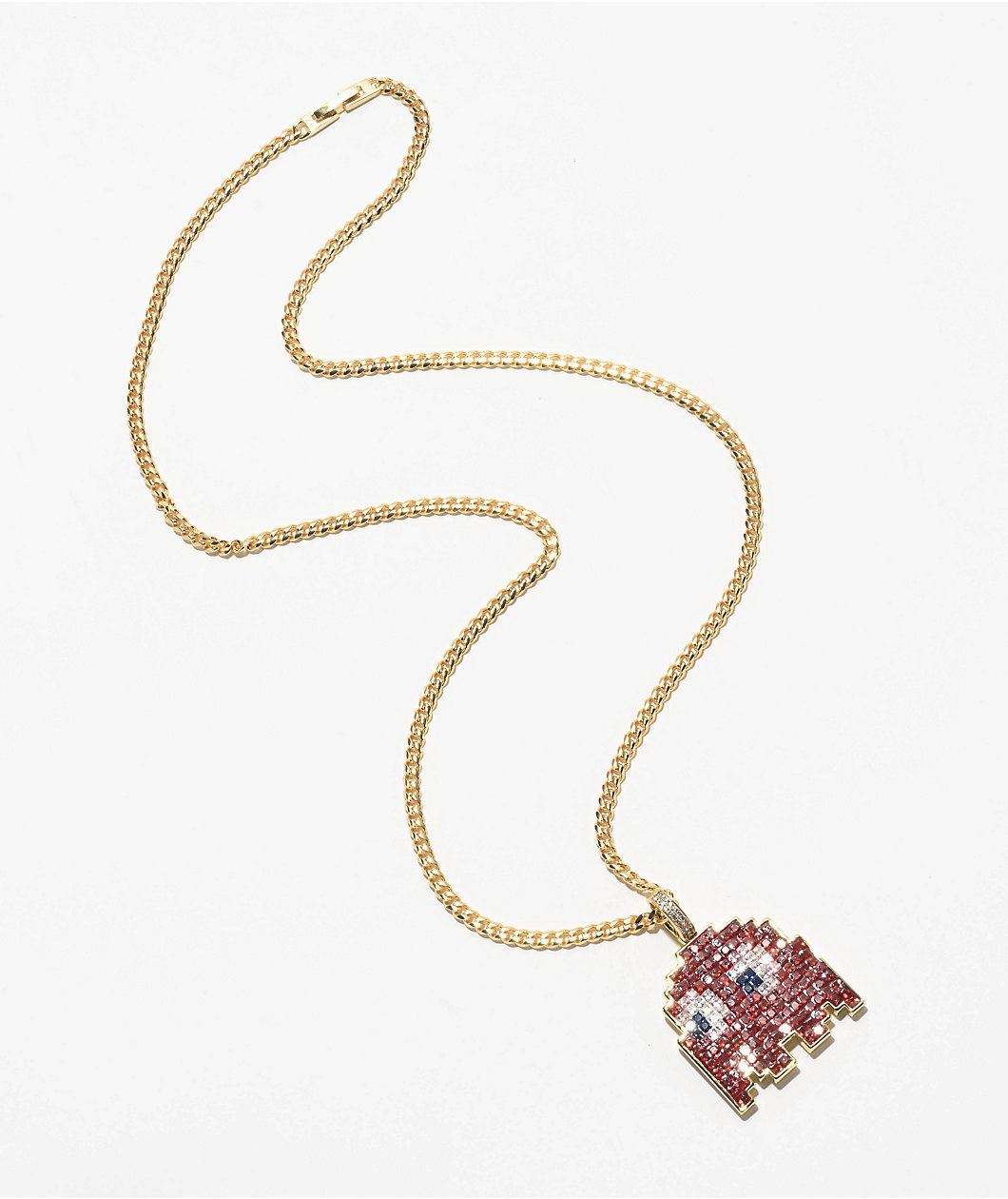 King Ice x Pac-Man Blinky Gold & Red 24" Gold Necklace