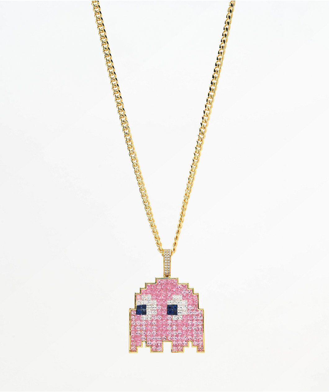 King Ice x Pac-Man Pinky Gold & Pink 24" Gold Necklace