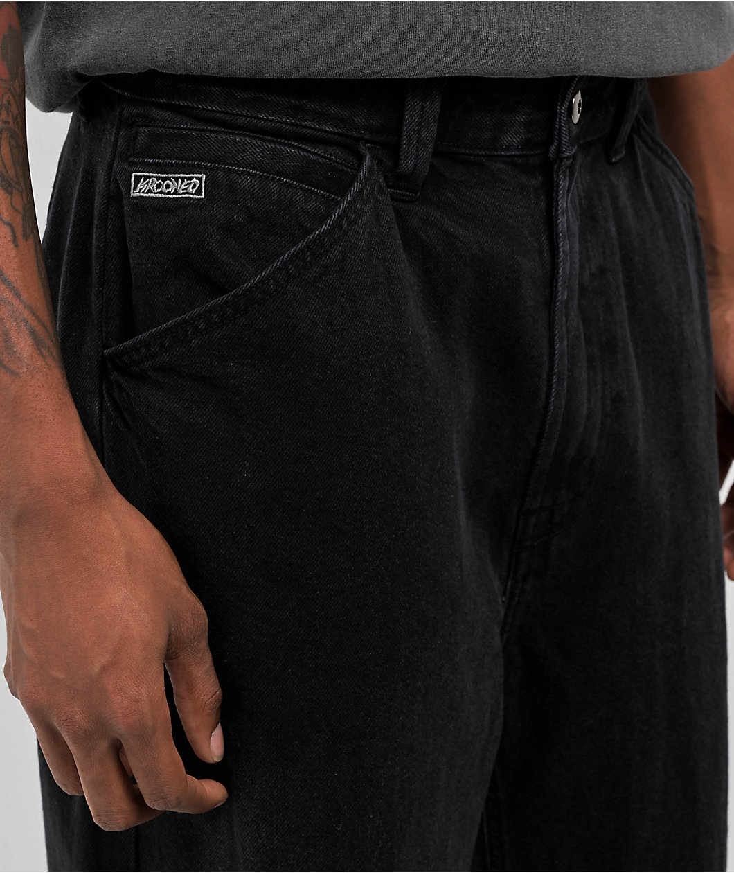 Krooked Eyes Black Denim Jeans