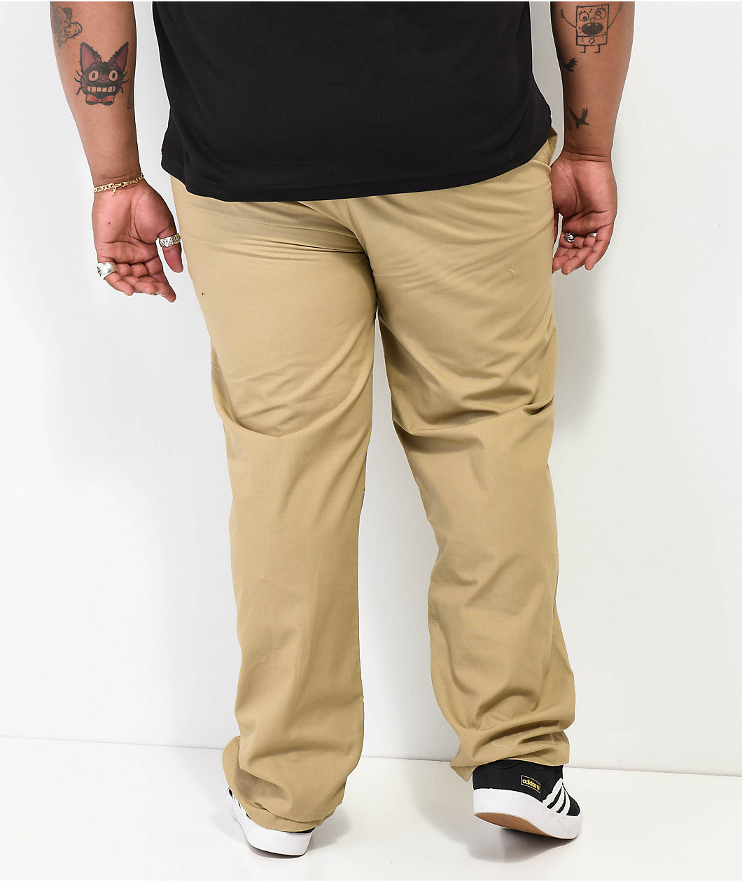 Krooked Eyes Khaki Elastic Waist Pants