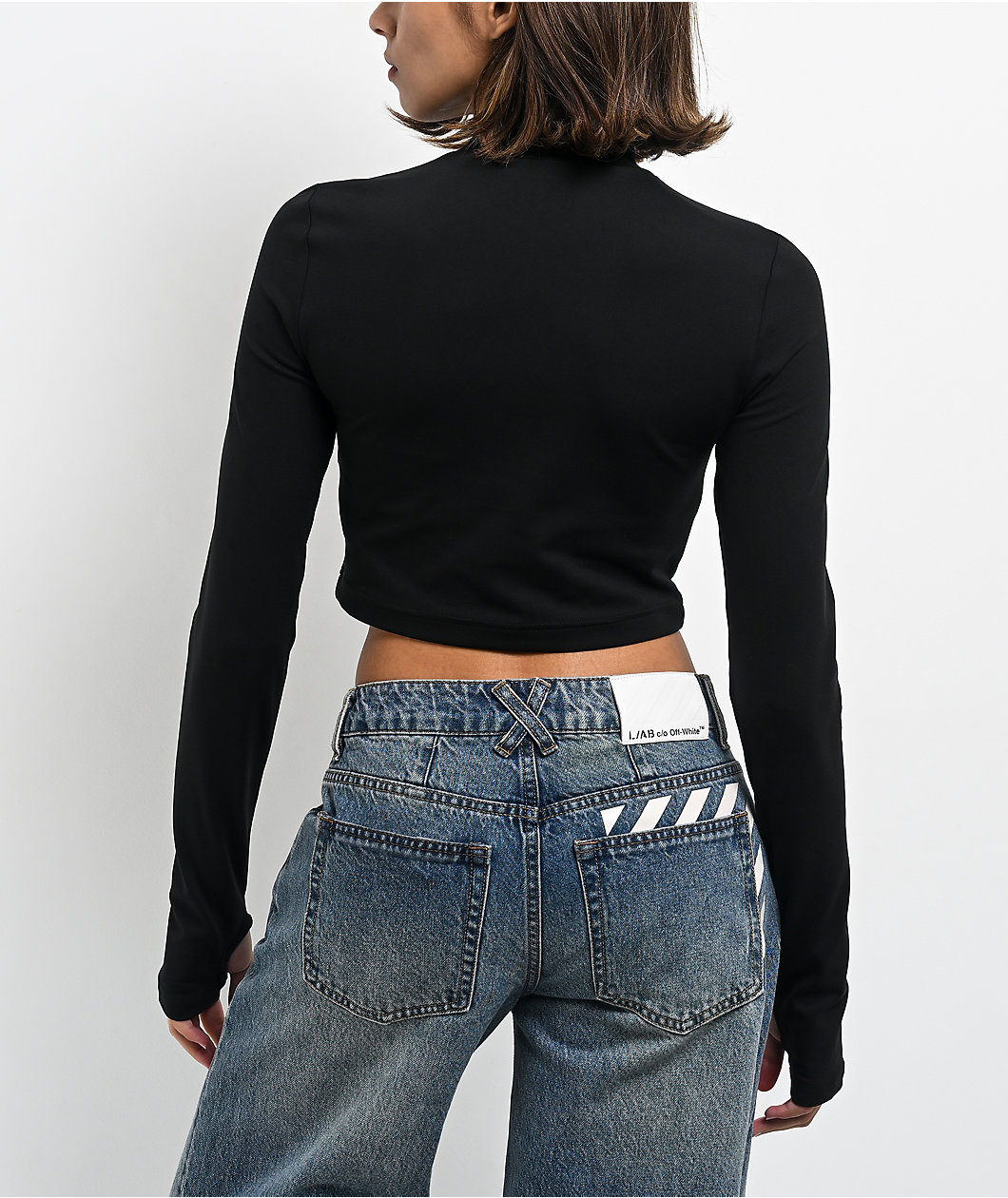 L/AB c/o Off-White™ Black Long Sleeve Crop T-Shirt