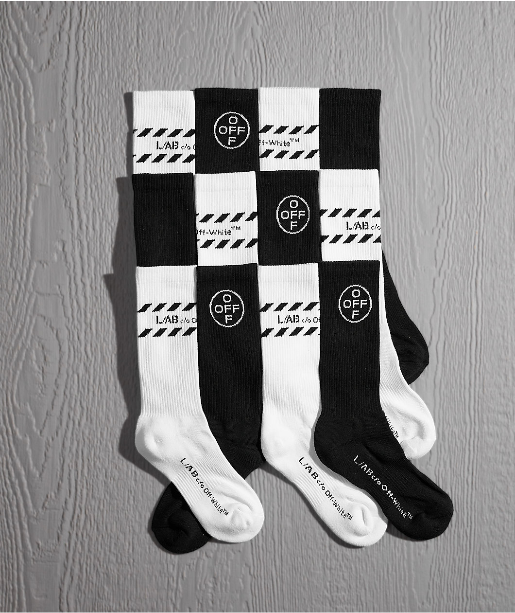 L/AB c/o Off-White™ Diagonal Stripe 3 Pack White Crew Socks