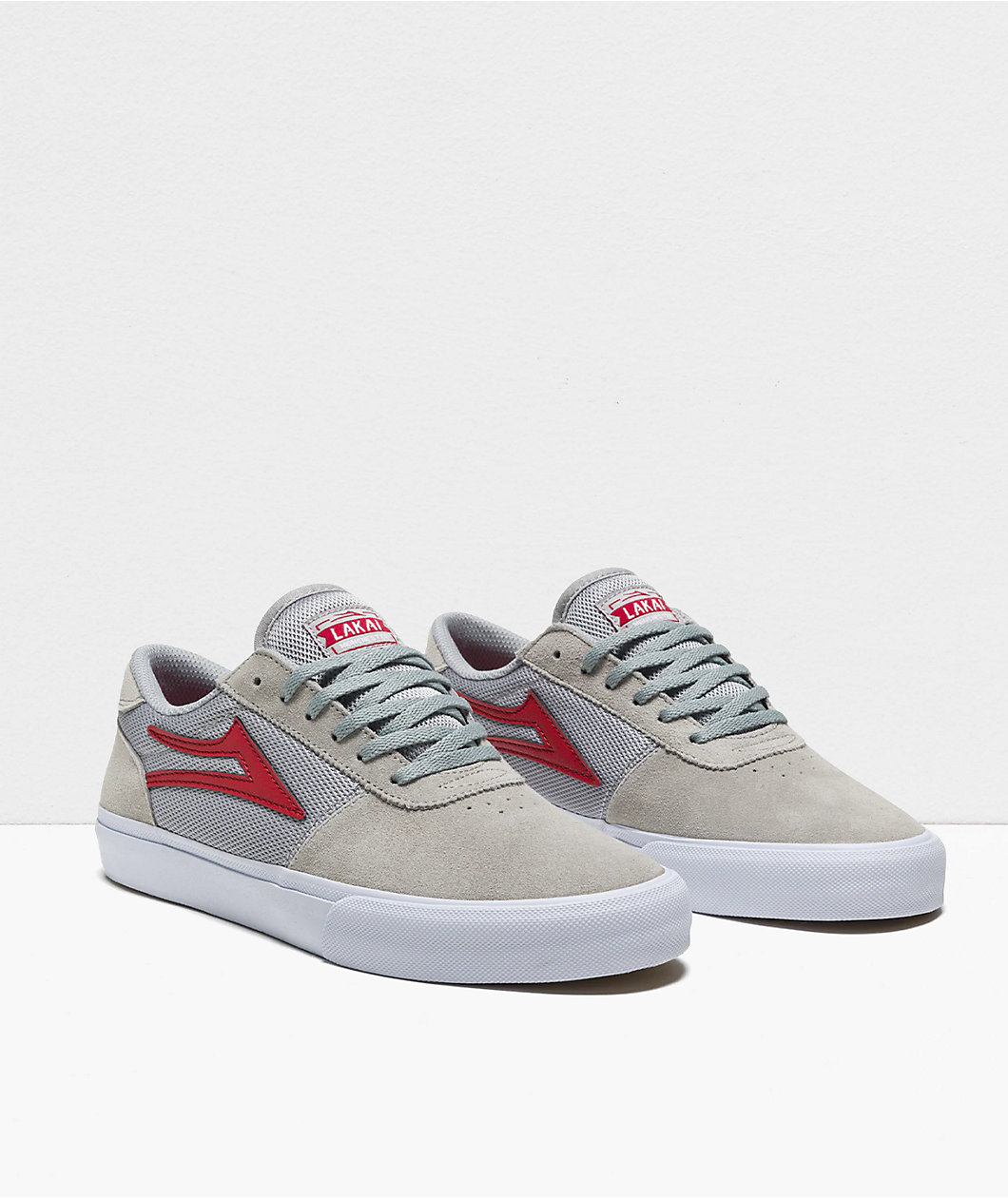 Lakai Manchester Grey & Red Suede Skate Shoes