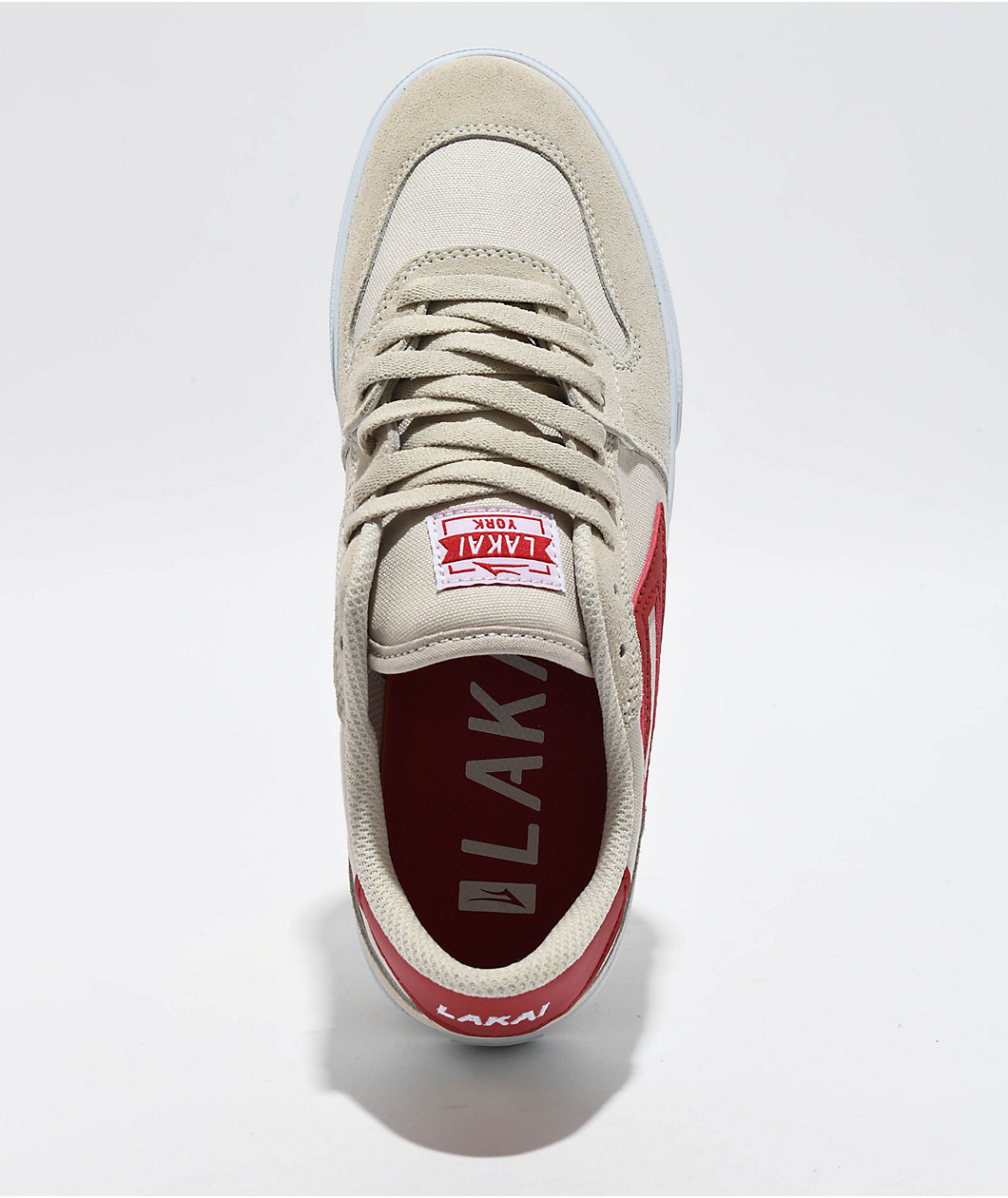 Lakai York Cream & Red Skate Shoe