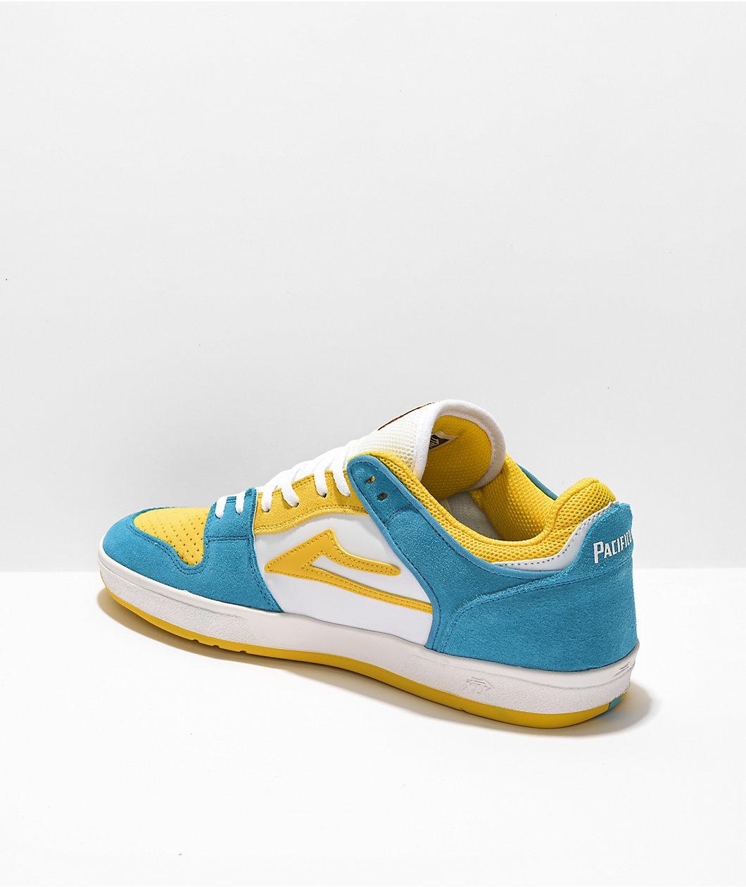 Lakai x Pacifico Telford White, Cyan, & Yellow Low Top Skate Shoes