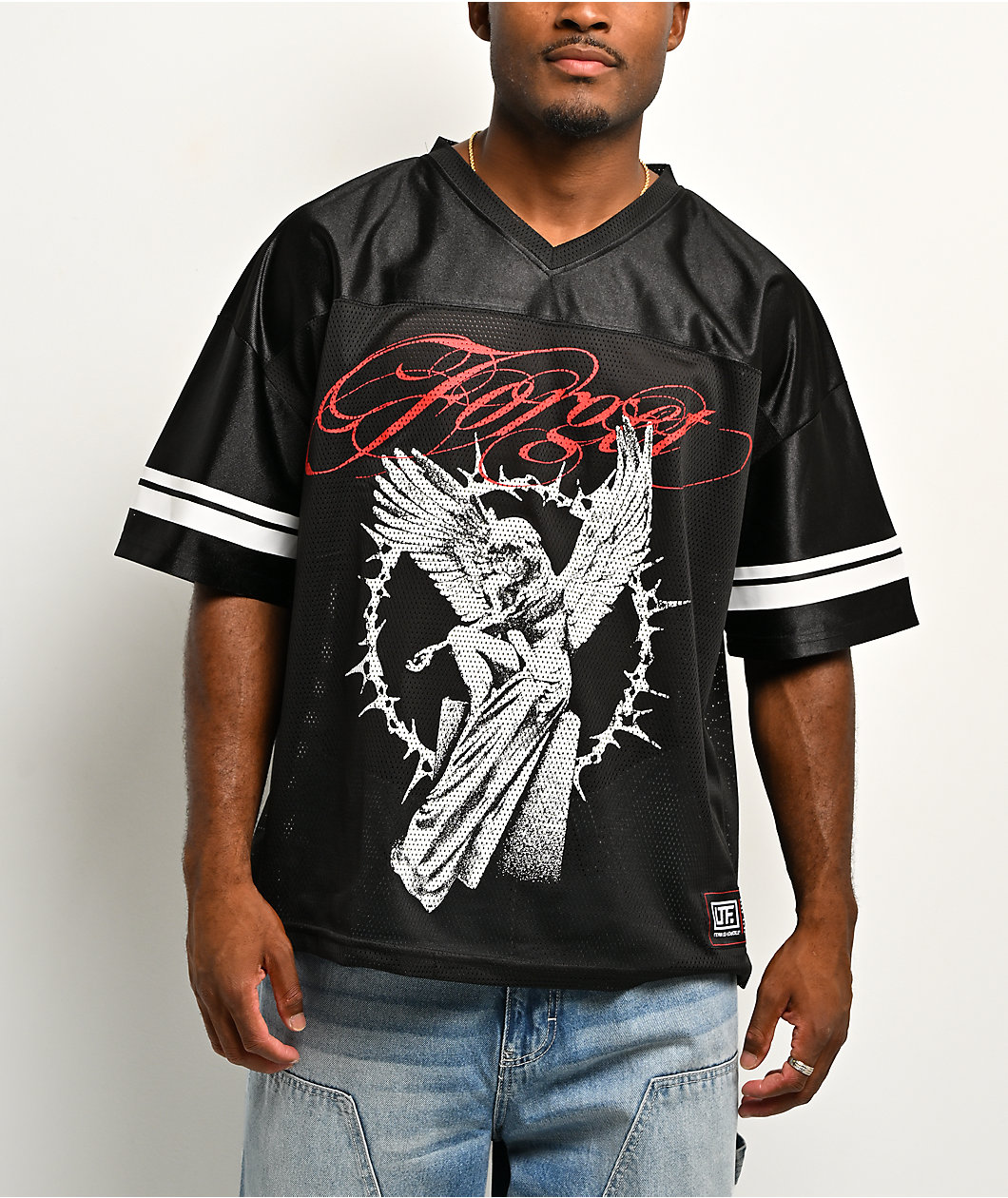 Learn To Forget Angel Black Football Jersey