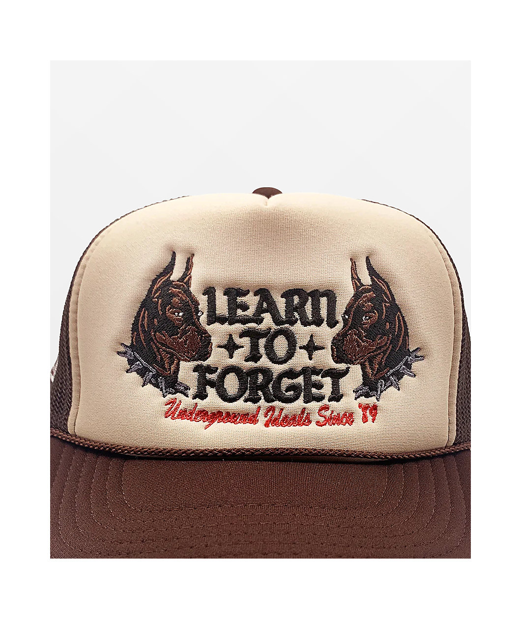 Learn To Forget Pitbulls Brown & Beige Trucker Hat