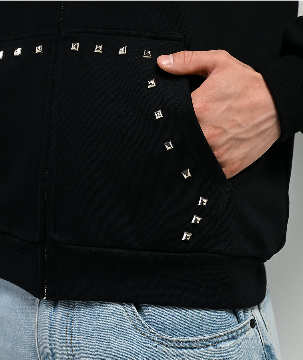 Learn To Forget Punk Stud Black Zip Hoodie