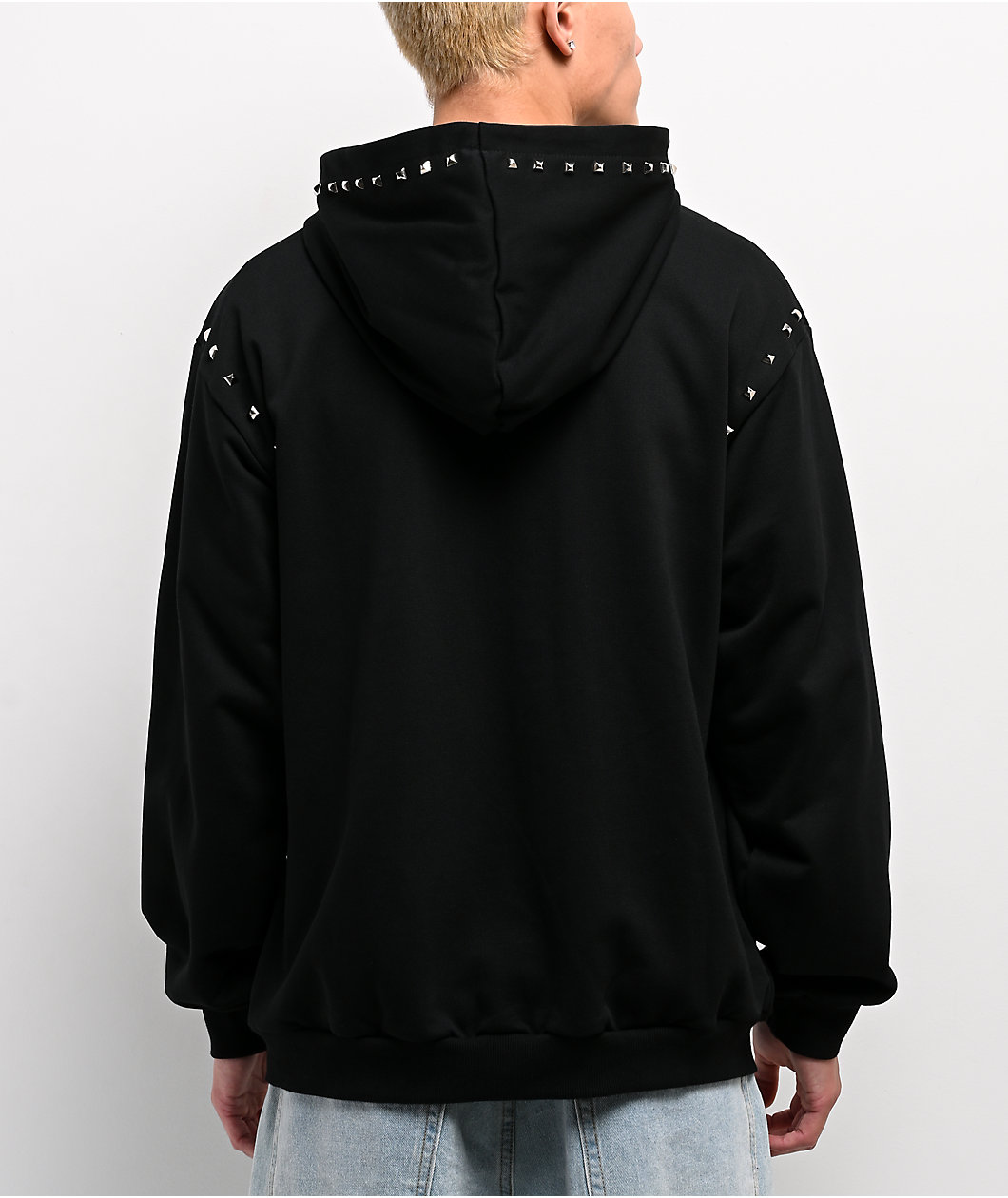 Learn To Forget Punk Stud Black Zip Hoodie