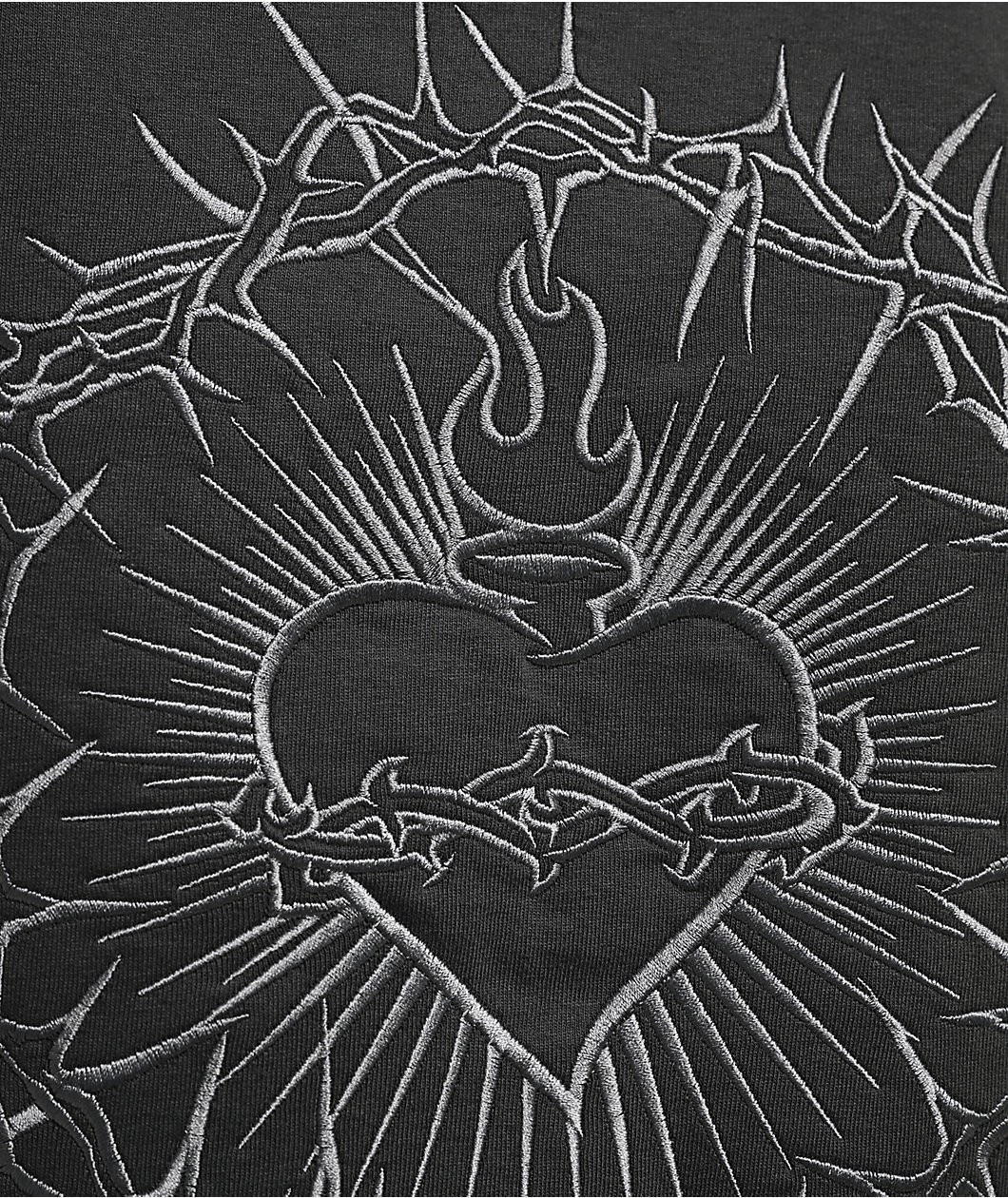 Learn To Forget Sacred Heart Embroidered Grey T-Shirt