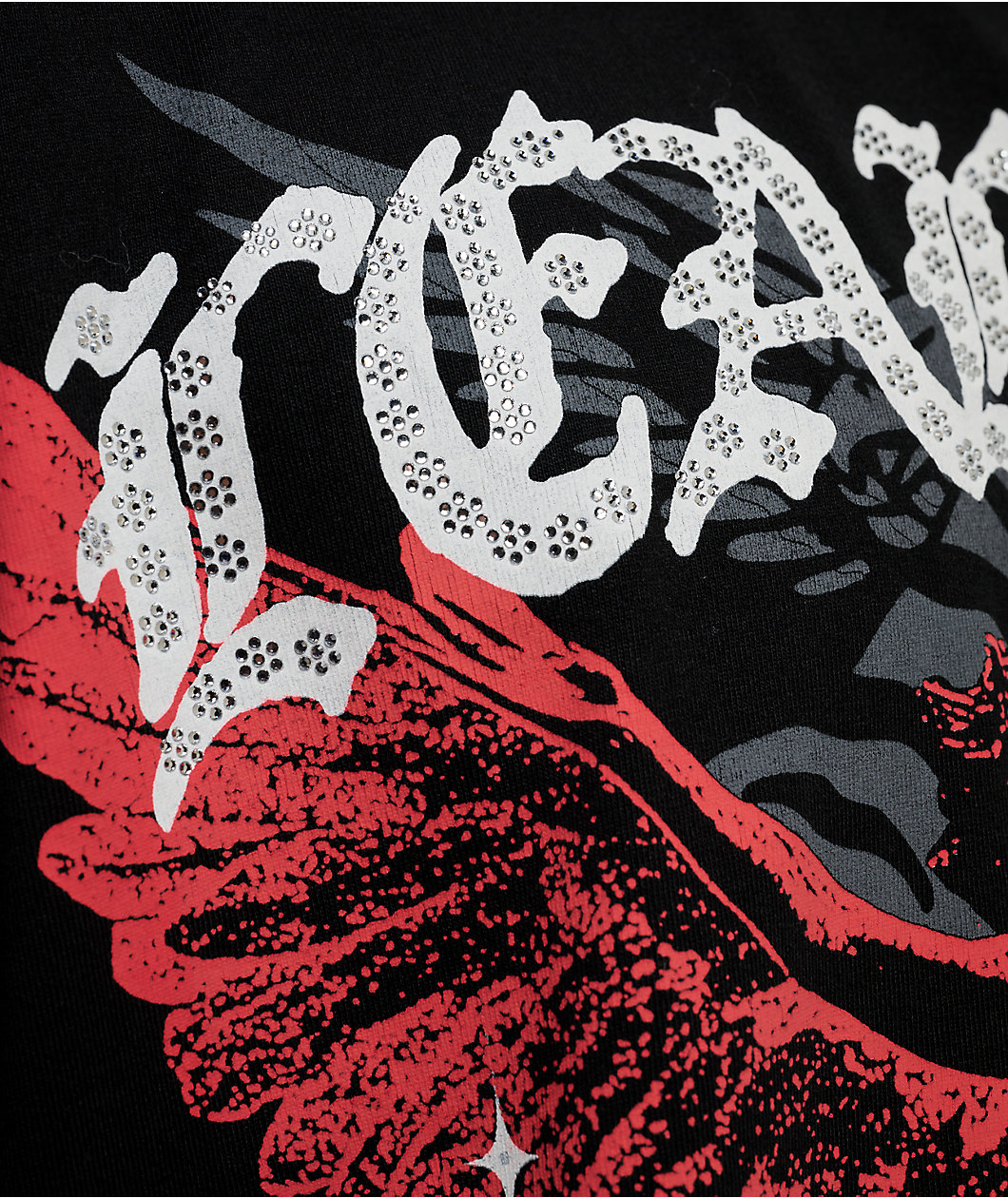 Learn To Forget Saint Angela Rhinestone Black T-Shirt