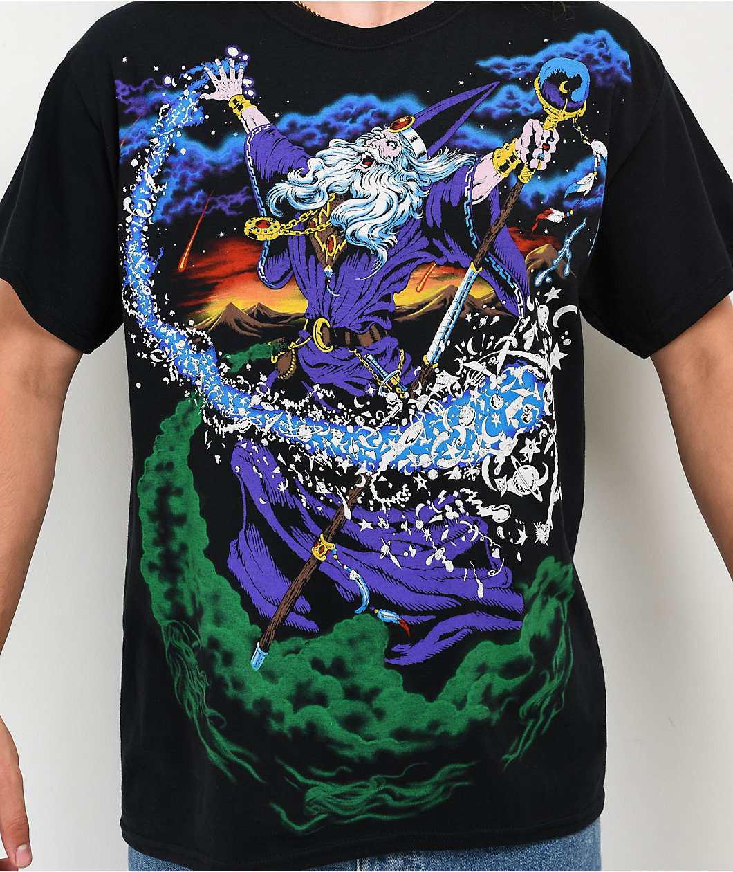 Liquid Blue Wizard Black T-Shirt