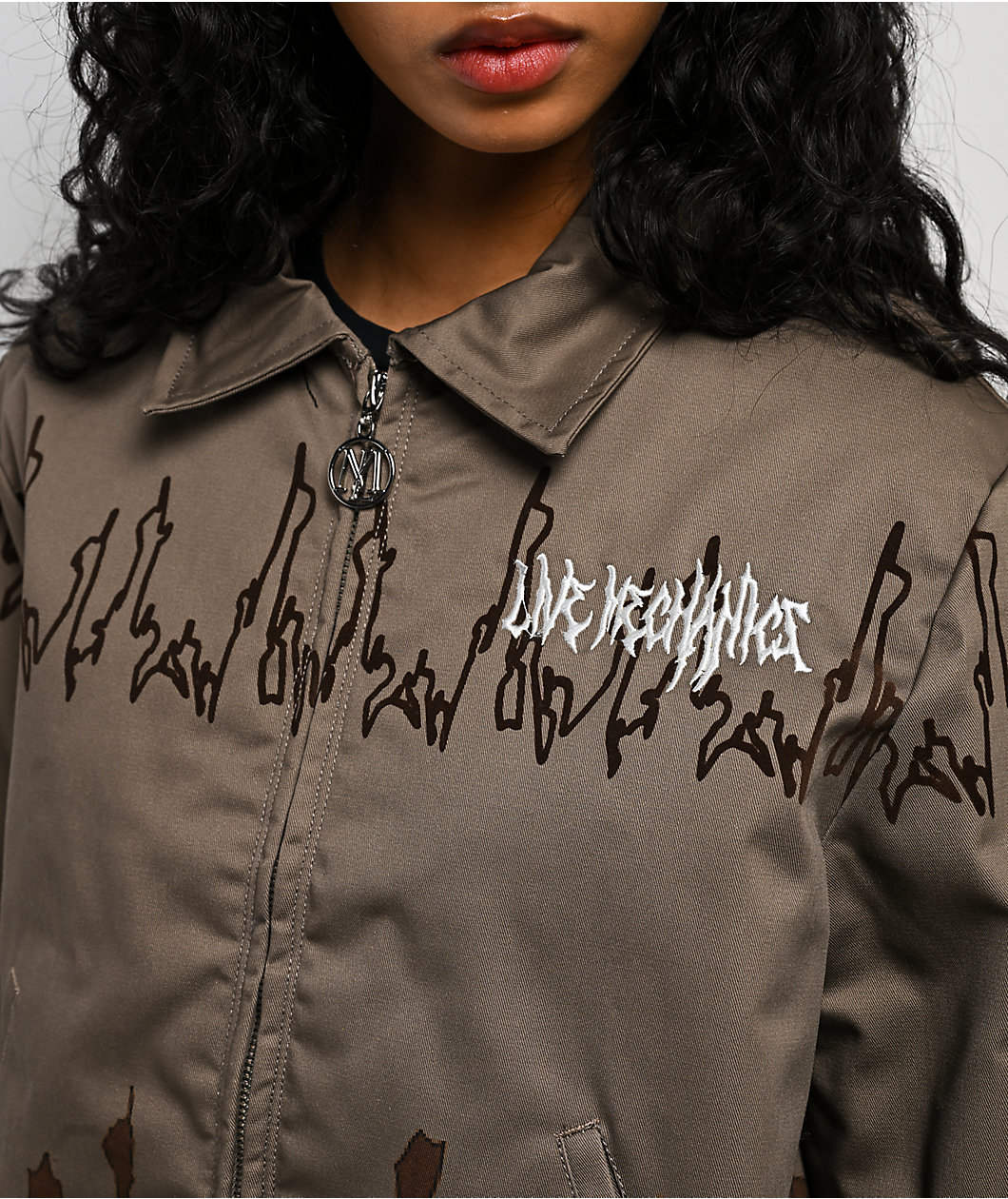 Live Mechanics Crowd Control Brown Bomber Jacket