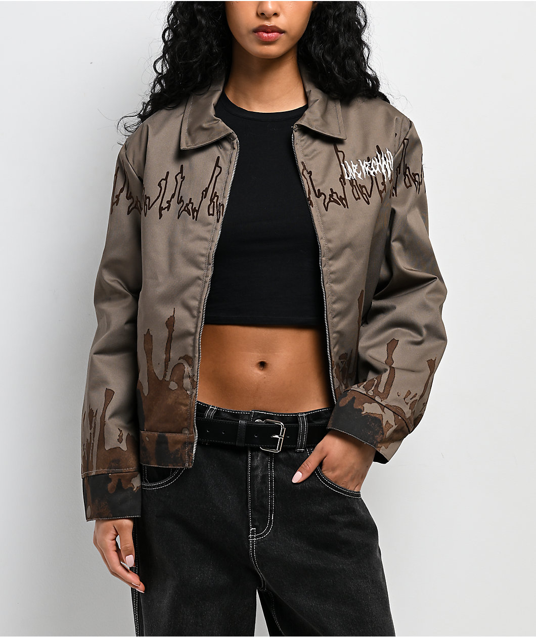 Live Mechanics Crowd Control Brown Bomber Jacket