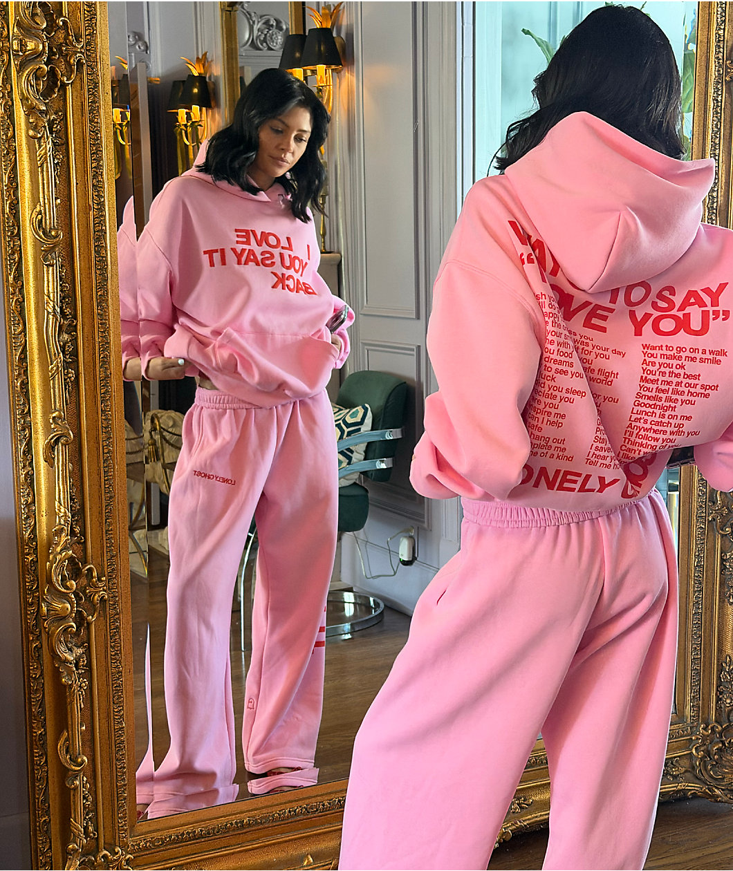 Lonely Ghost Ways To Say ILY Pink Wide Leg Sweatpants