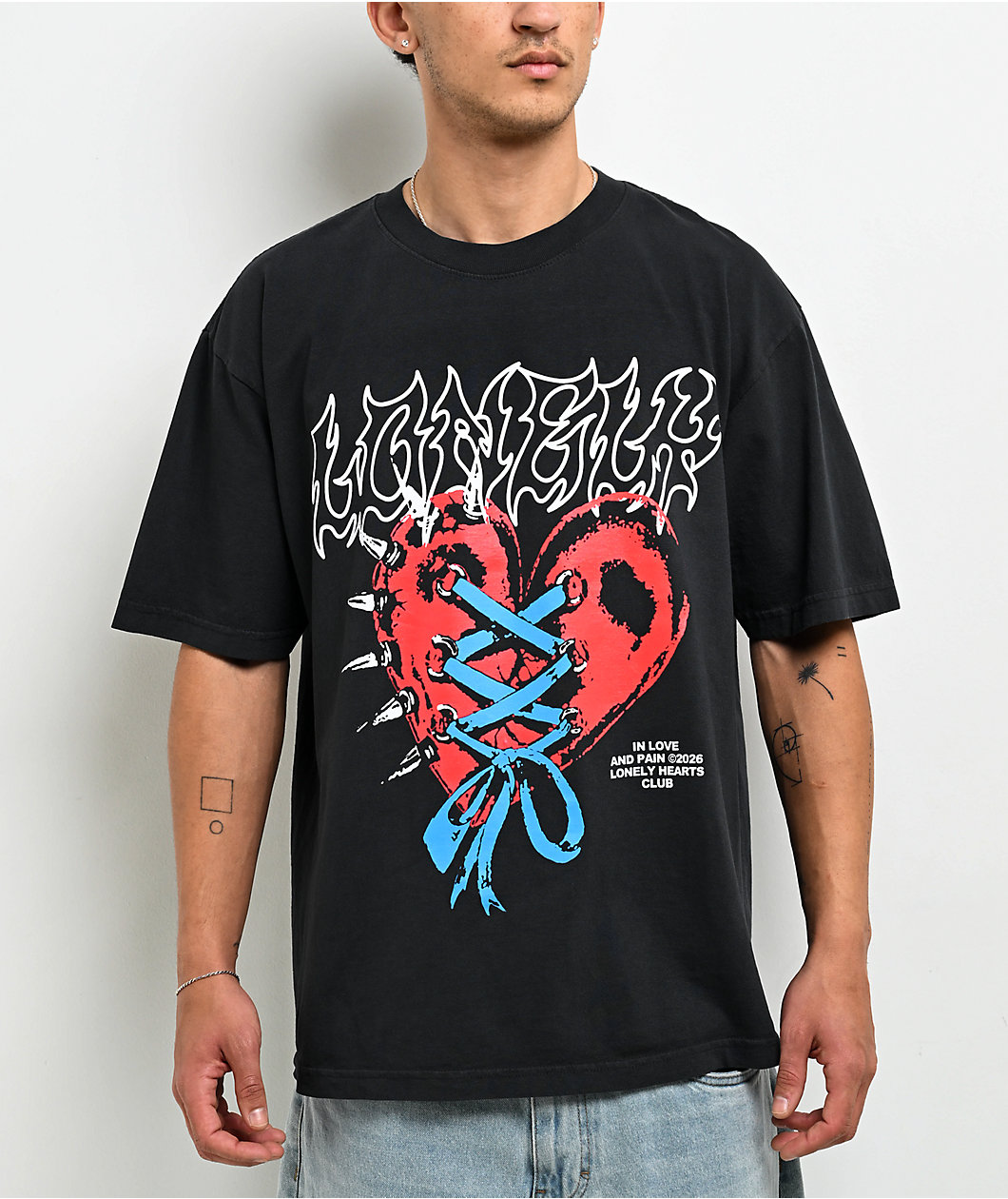 Lonely Hearts Club In Love And Pain Charcoal T-Shirt