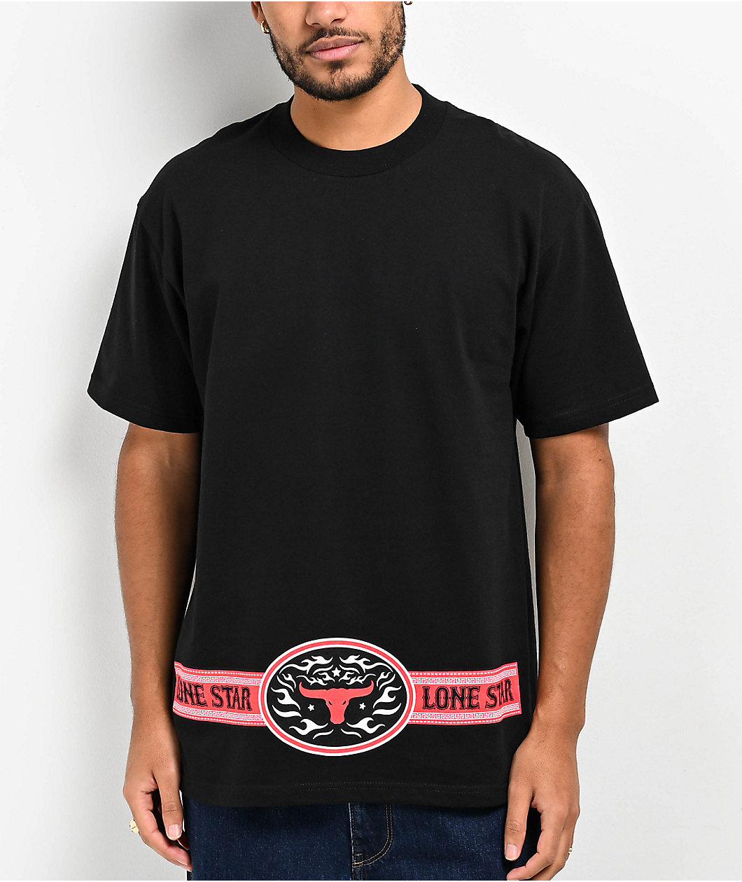 Lonestar by That Mexican OT Flames Black T-Shirt