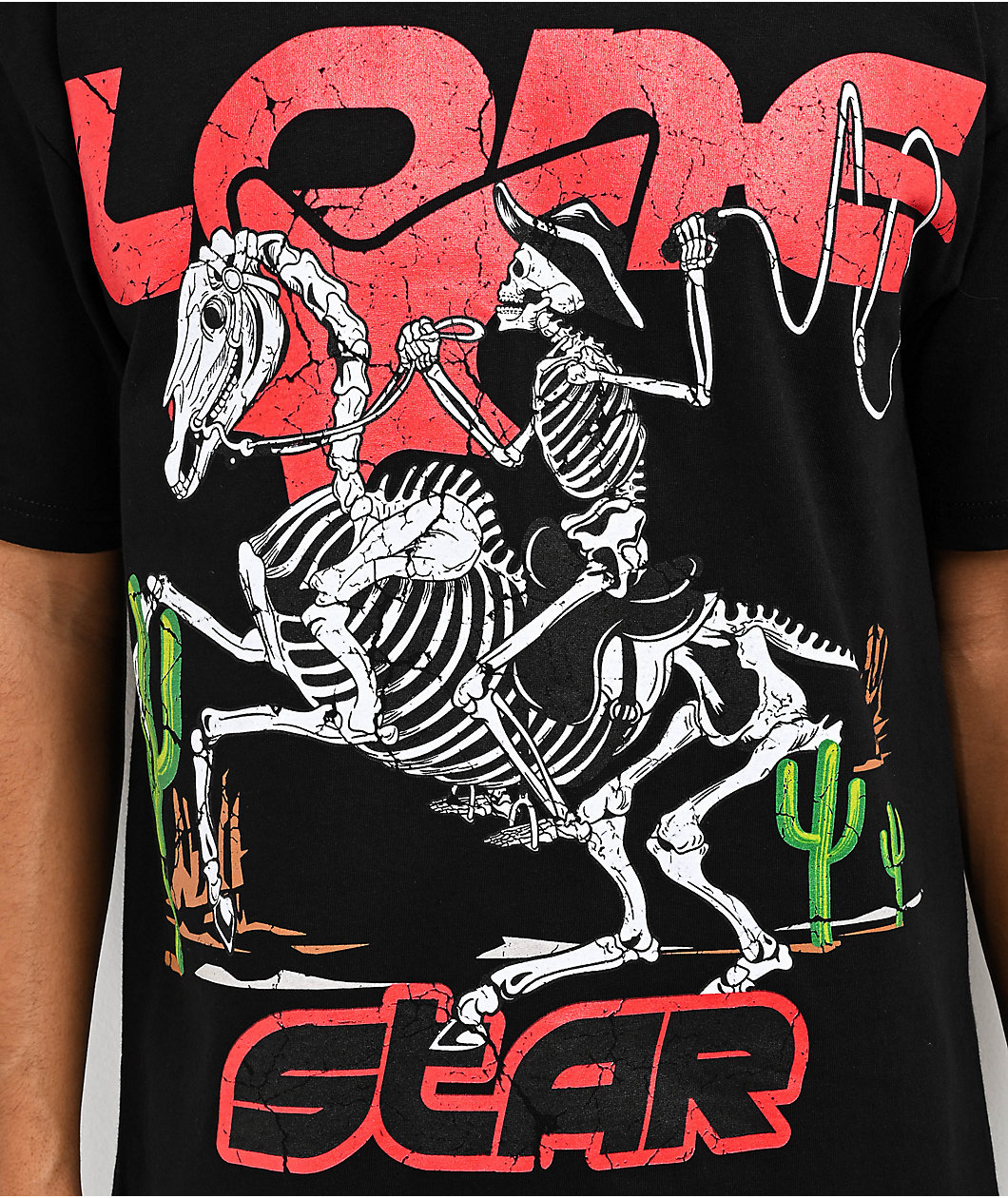 Lonestar by That Mexican OT Skeleton Cowboy Black T-Shirt