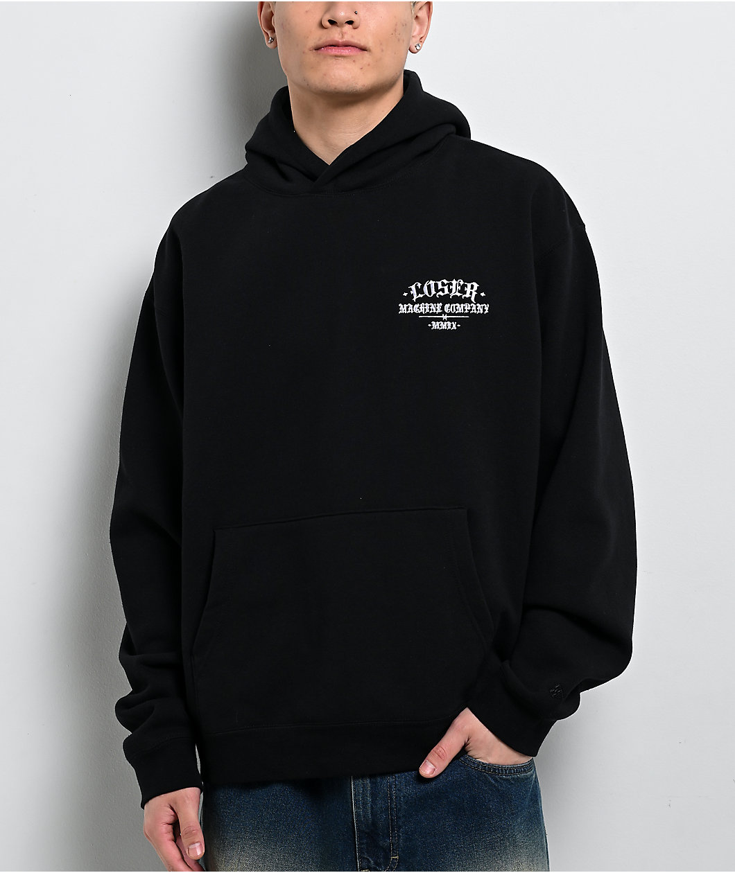 Loser Machine Wanderer Embroidered Black Hoodie