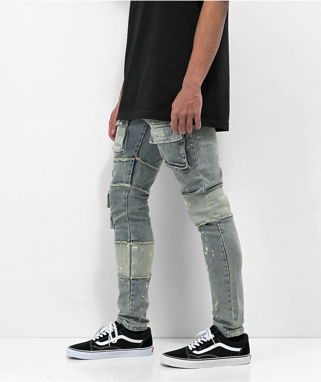 Lost Hill Light Wash Denim Cargo Pants