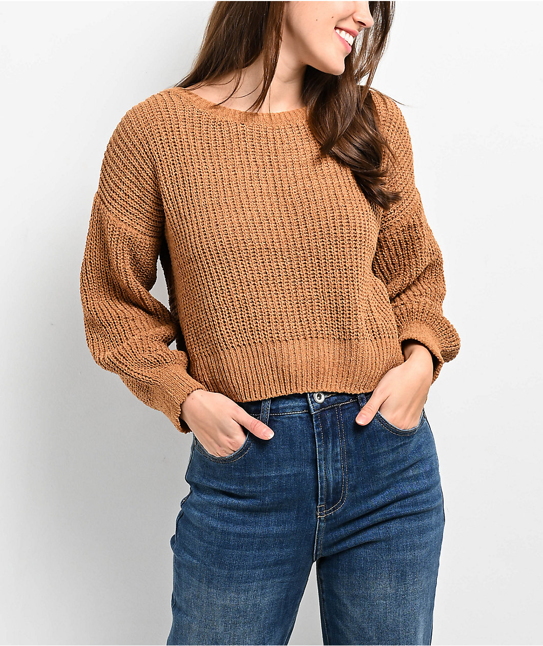 Love Knits NYC Brown Crop Sweater