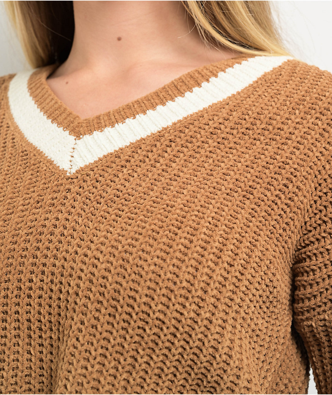 Love Knits NYC Brown V-Neck Crop Sweater