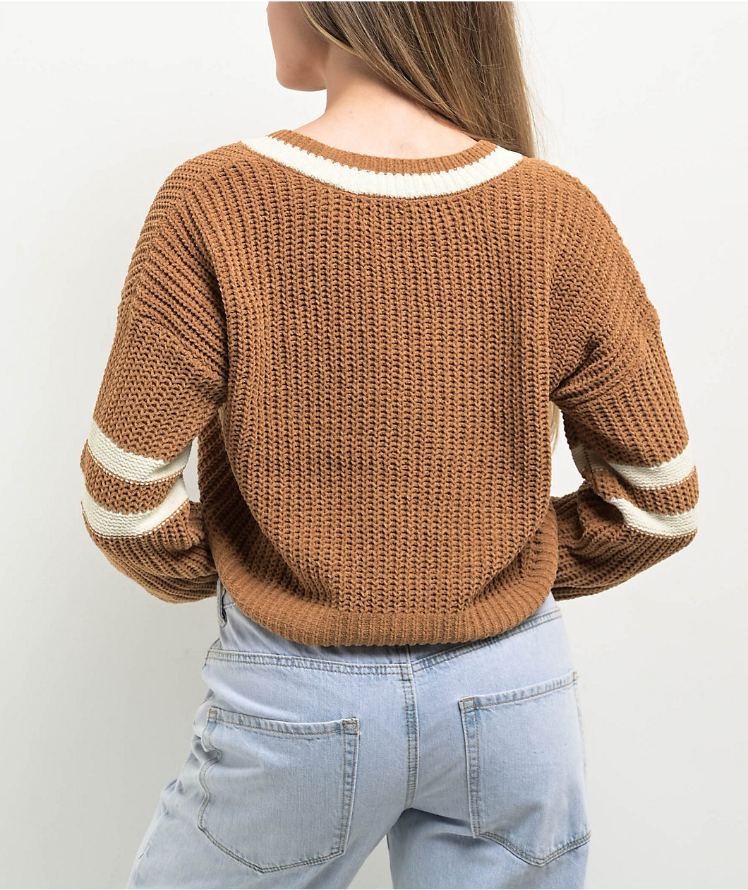 Love Knits NYC Brown V-Neck Crop Sweater