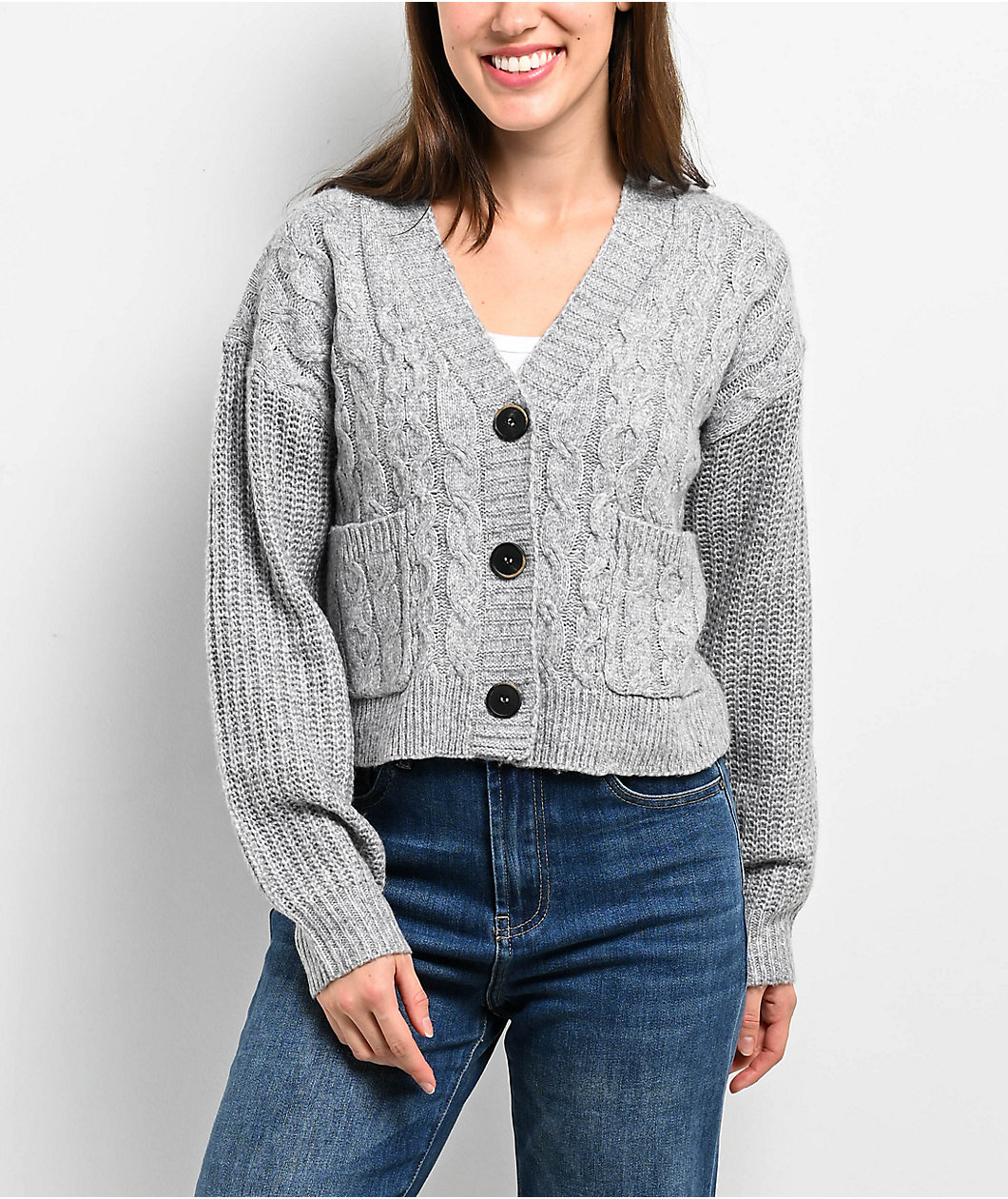 Love Knits NYC Grey Crop Cardigan