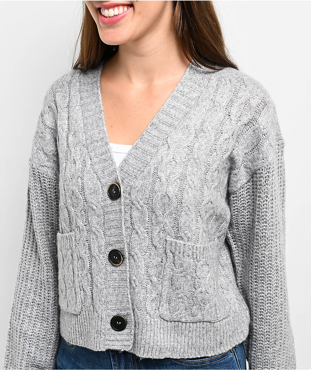 Love Knits NYC Grey Crop Cardigan