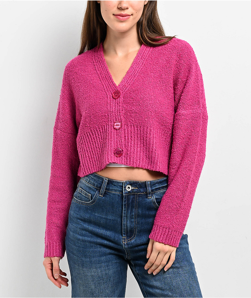 Love Knits NYC Pink Crop Cardigan