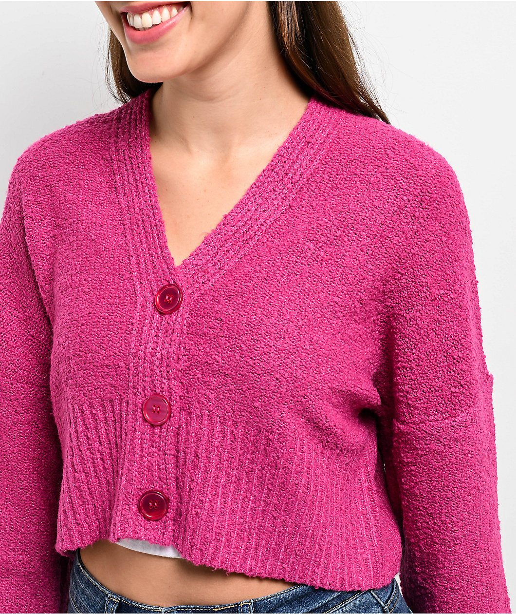 Love Knits NYC Pink Crop Cardigan