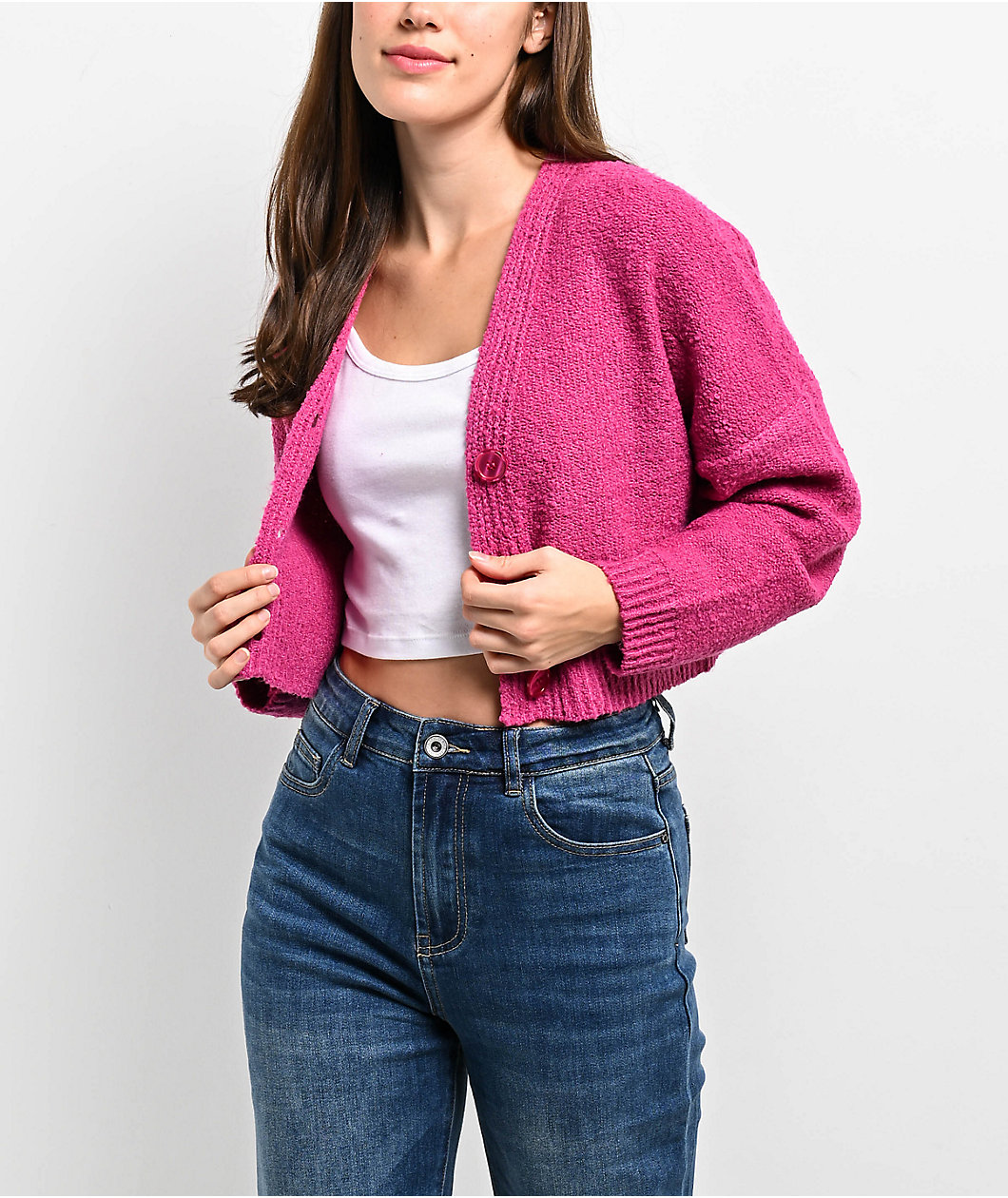 Love Knits NYC Pink Crop Cardigan