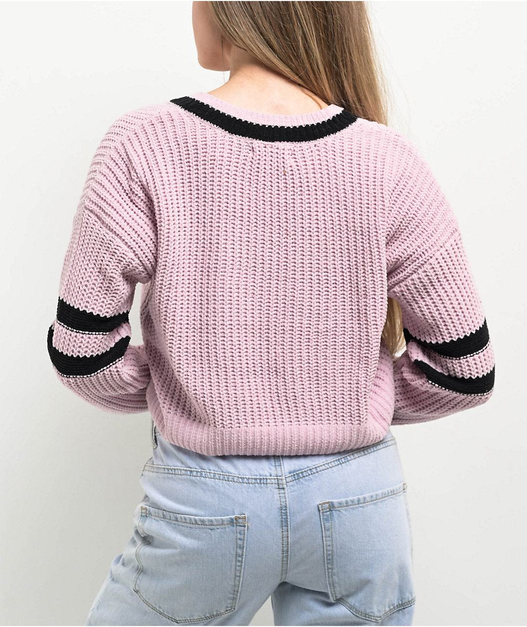 Love Knits NYC Pink V-Neck Crop Sweater