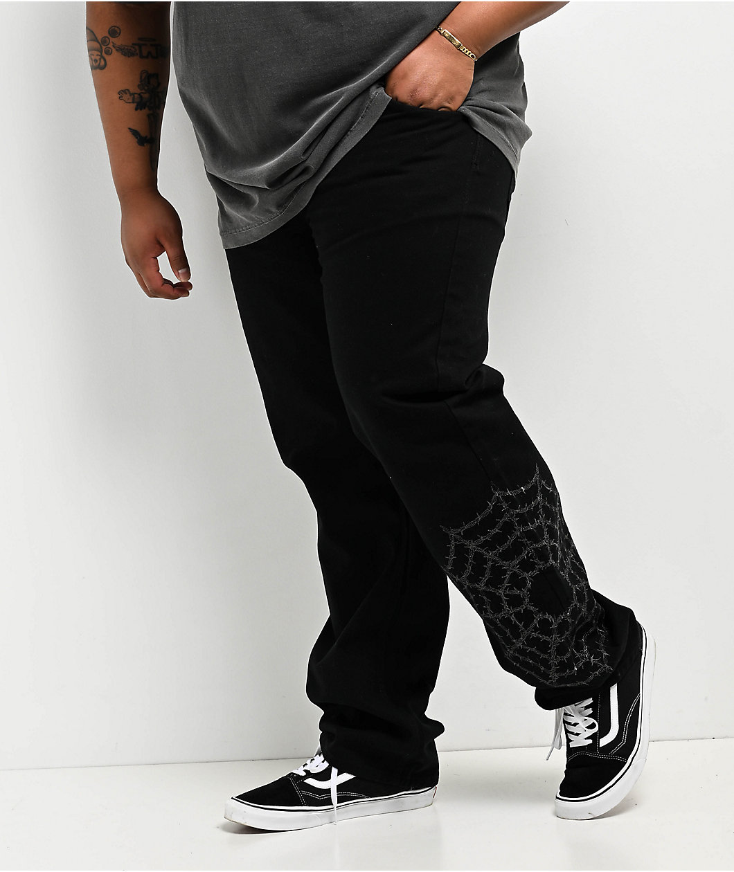 Lurking Class By Sketchy Tank Barbed Web Black Denim Jeans