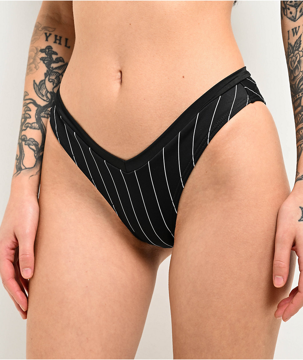 Lurking Class By Sketchy Tank Corner Stripe Black High Leg Bikini Bottom