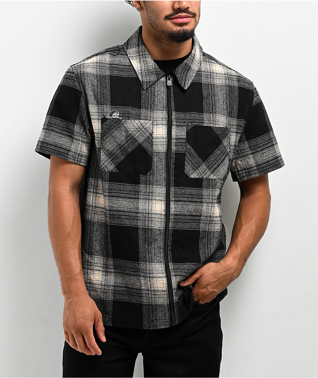 Lurking Class By Sketchy Tank Khaki Zip Flannel Shirt