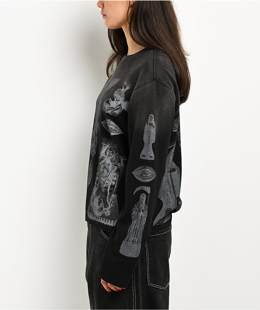 Lurking Class by Sketchy Tank Altar Black Wash Thermal Long Sleeve T-Shirt