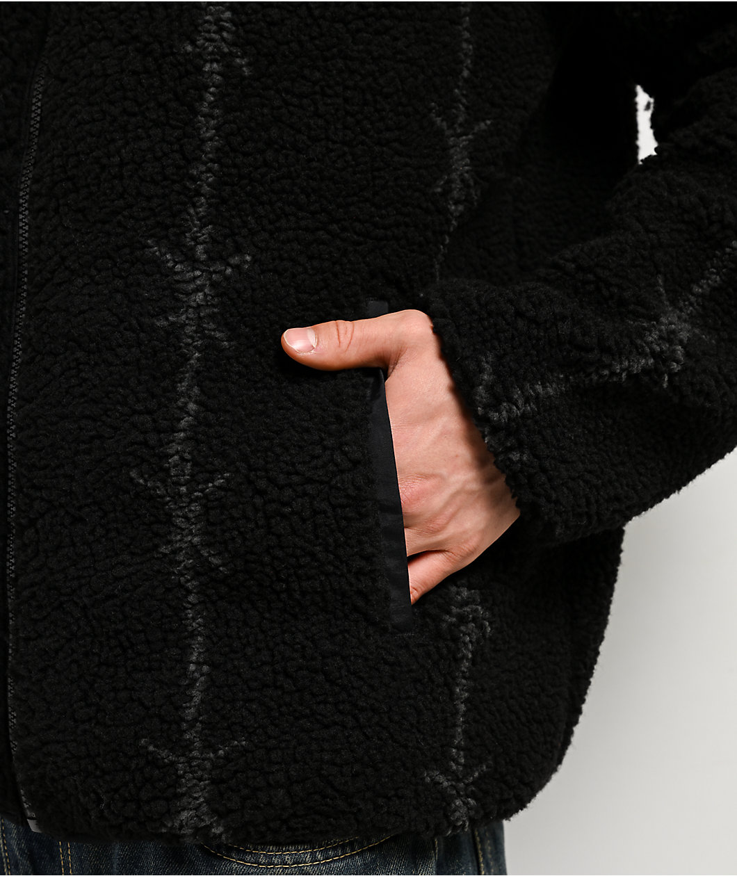 Lurking Class by Sketchy Tank Barbed Black Sherpa Zip Hoodie