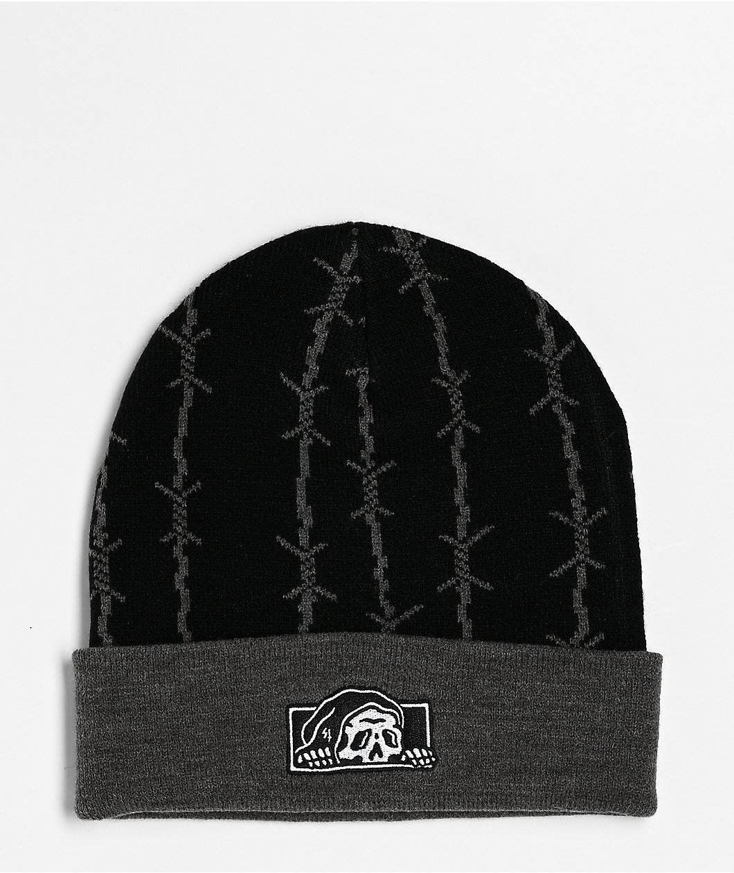 Lurking Class by Sketchy Tank Barbed Stripe Black & Grey Beanie