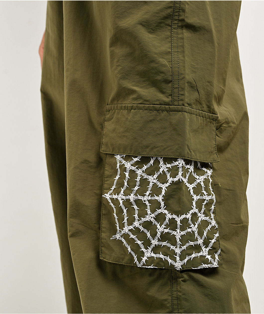 Lurking Class by Sketchy Tank Barbed Wire Olive Parachute Pants