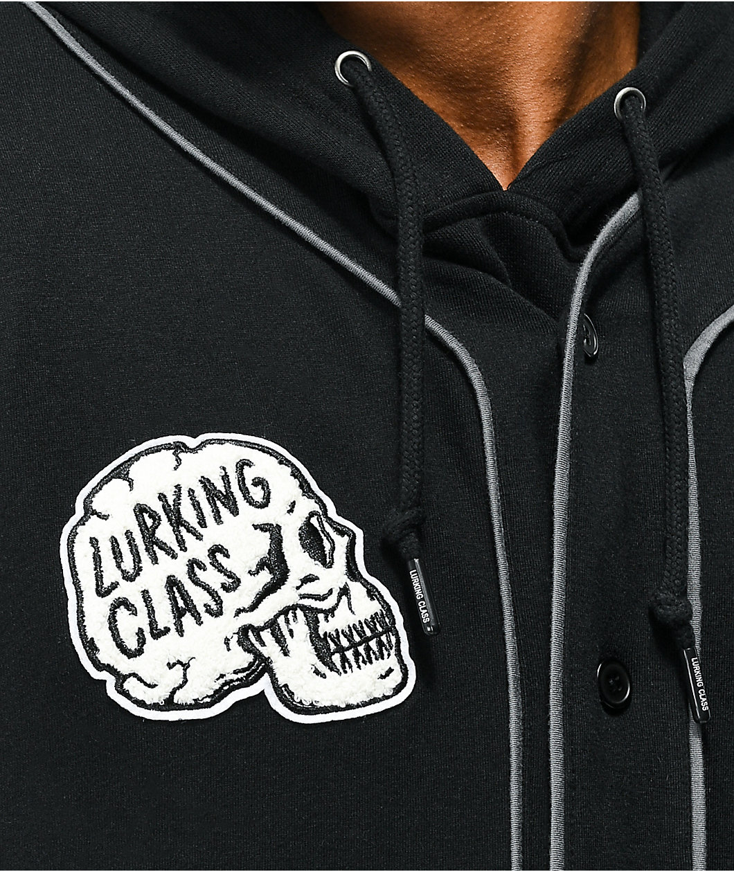 Lurking Class by Sketchy Tank Bat Layered Black Baseball Hoodie