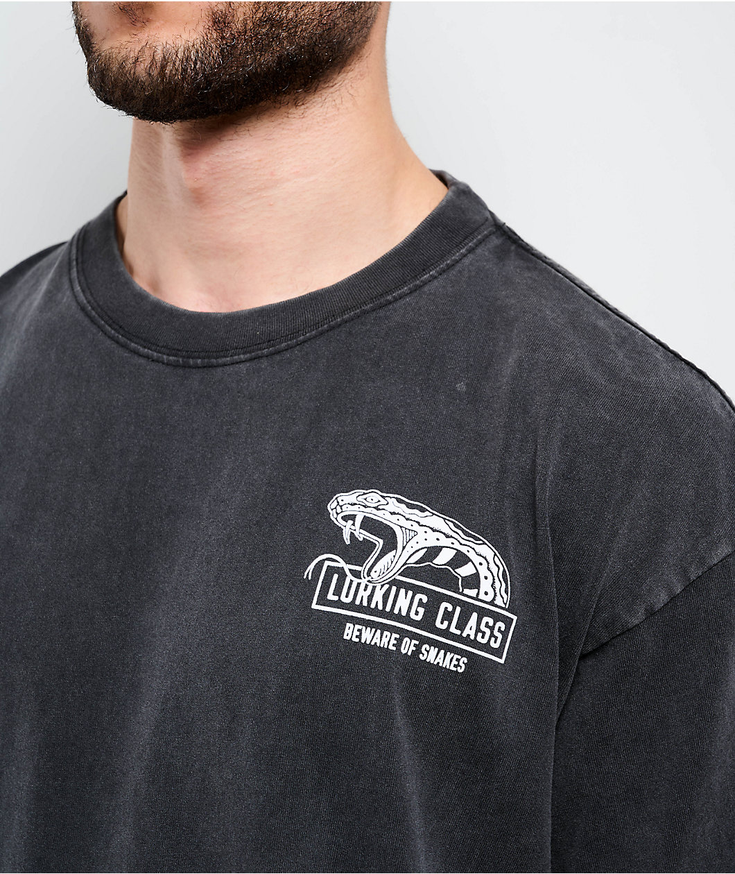 Lurking Class by Sketchy Tank Beware Of Snakes Black Wash T-Shirt