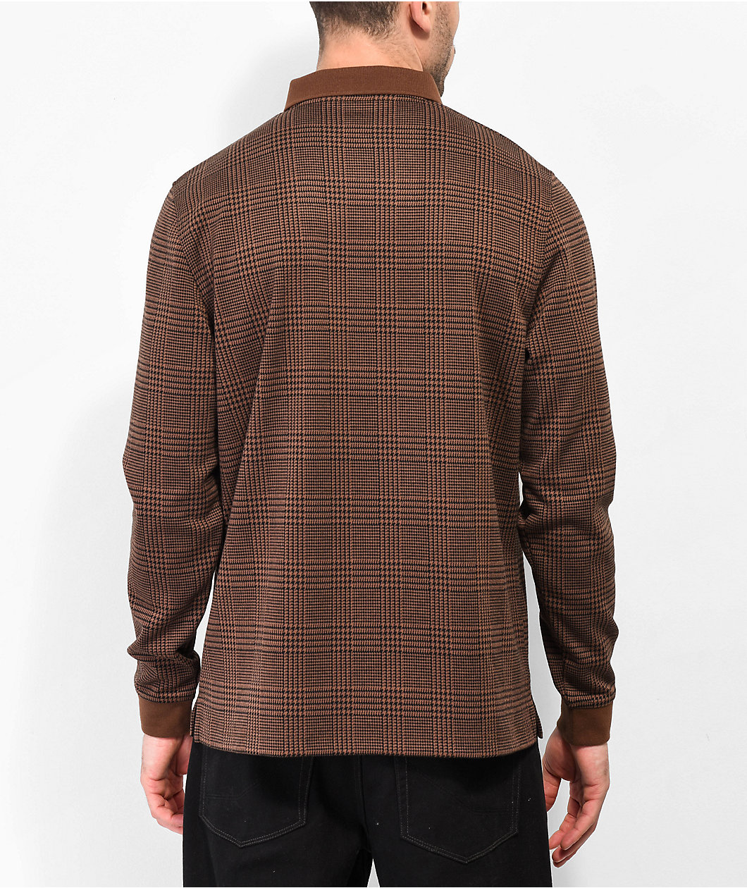 Lurking Class by Sketchy Tank Burnout Brown Long Sleeve Polo Shirt