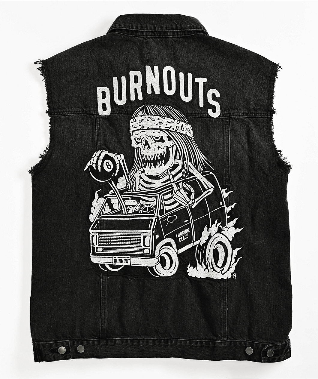 Lurking Class by Sketchy Tank Burnouts Black Denim Vest