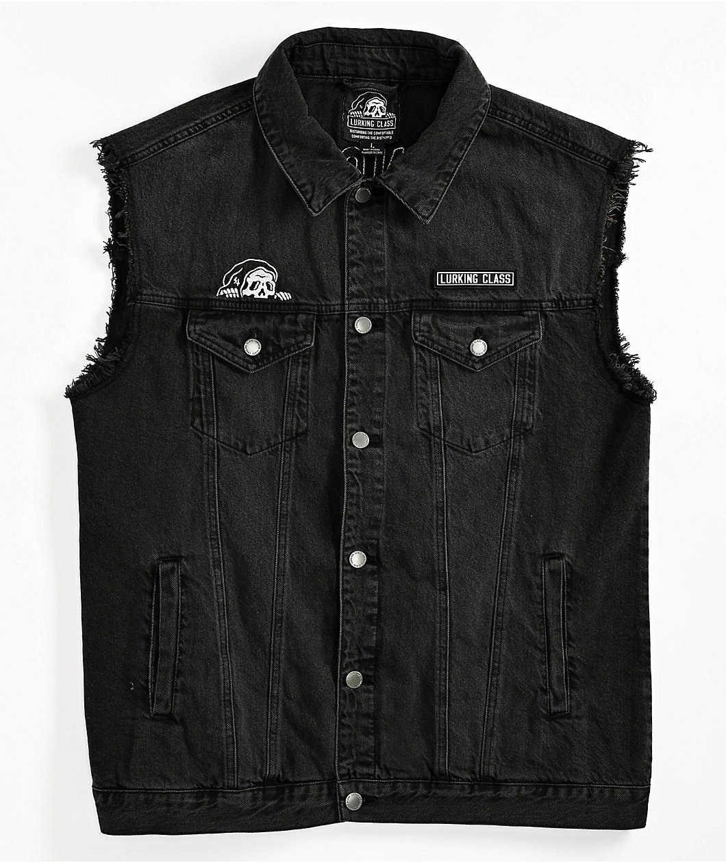 Lurking Class by Sketchy Tank Burnouts Black Denim Vest