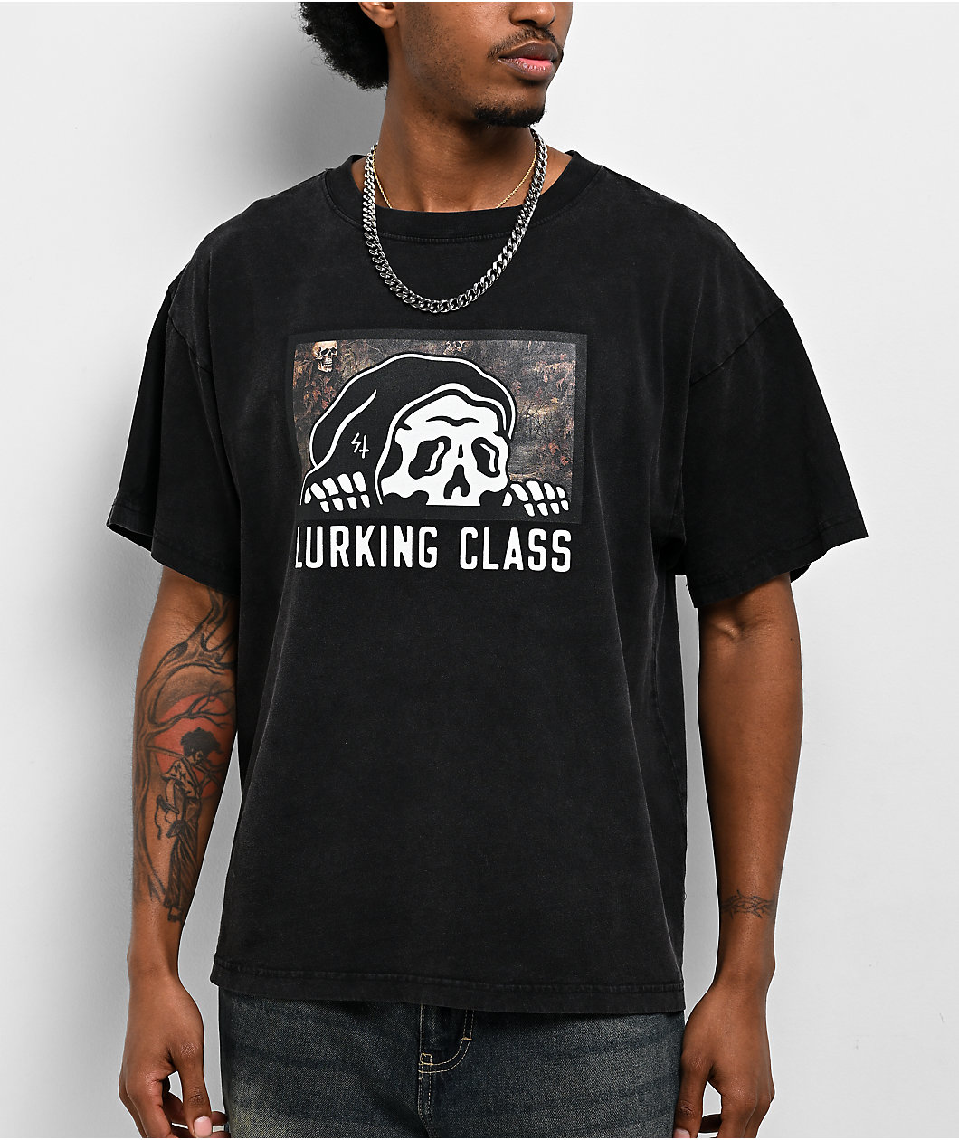 Lurking Class by Sketchy Tank Camo Lurker Vintage Black T-Shirt
